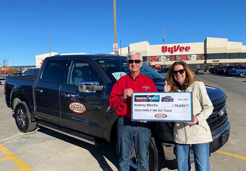 Rod and Debbie Blecha pose in front of their new Ford F-150 truck on Nov. 7, 2025.